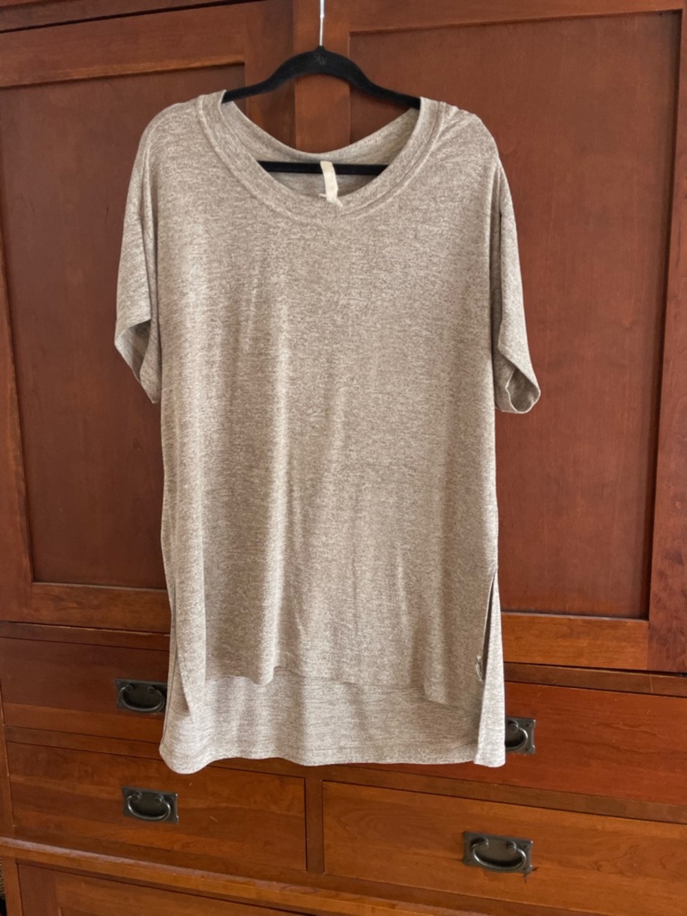7 For All Mankind Taupe Short Sleeve Tunic